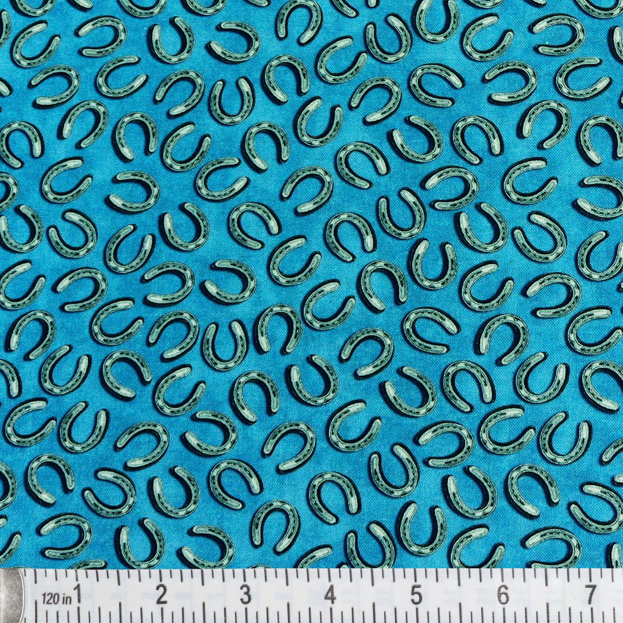 Yellowstone Fabric Collection - Tossed Horseshoes Denim