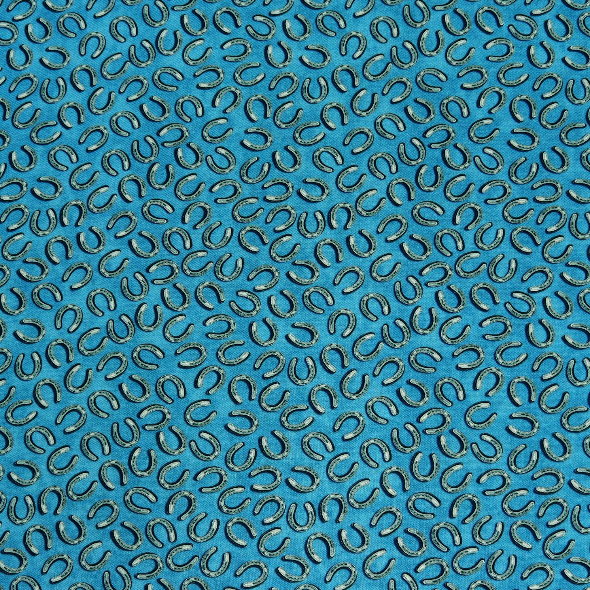 Yellowstone Fabric Collection - Tossed Horseshoes Denim - Image 2