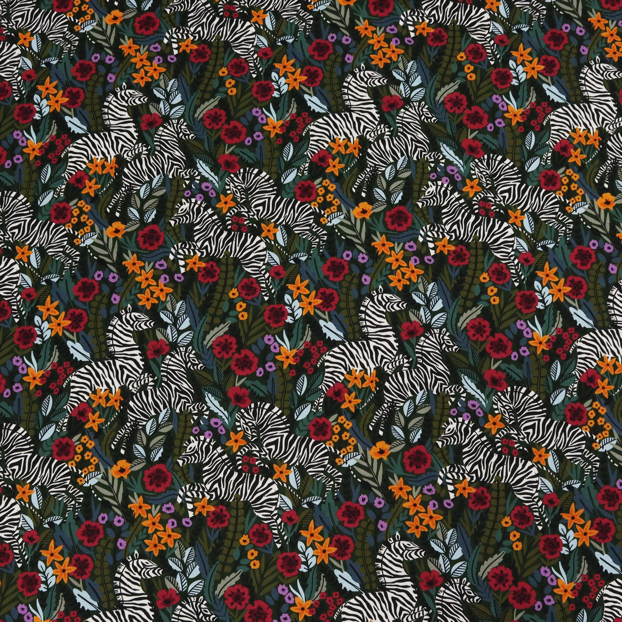 Zebras Fabric Collection - Green Frolicking Zebras