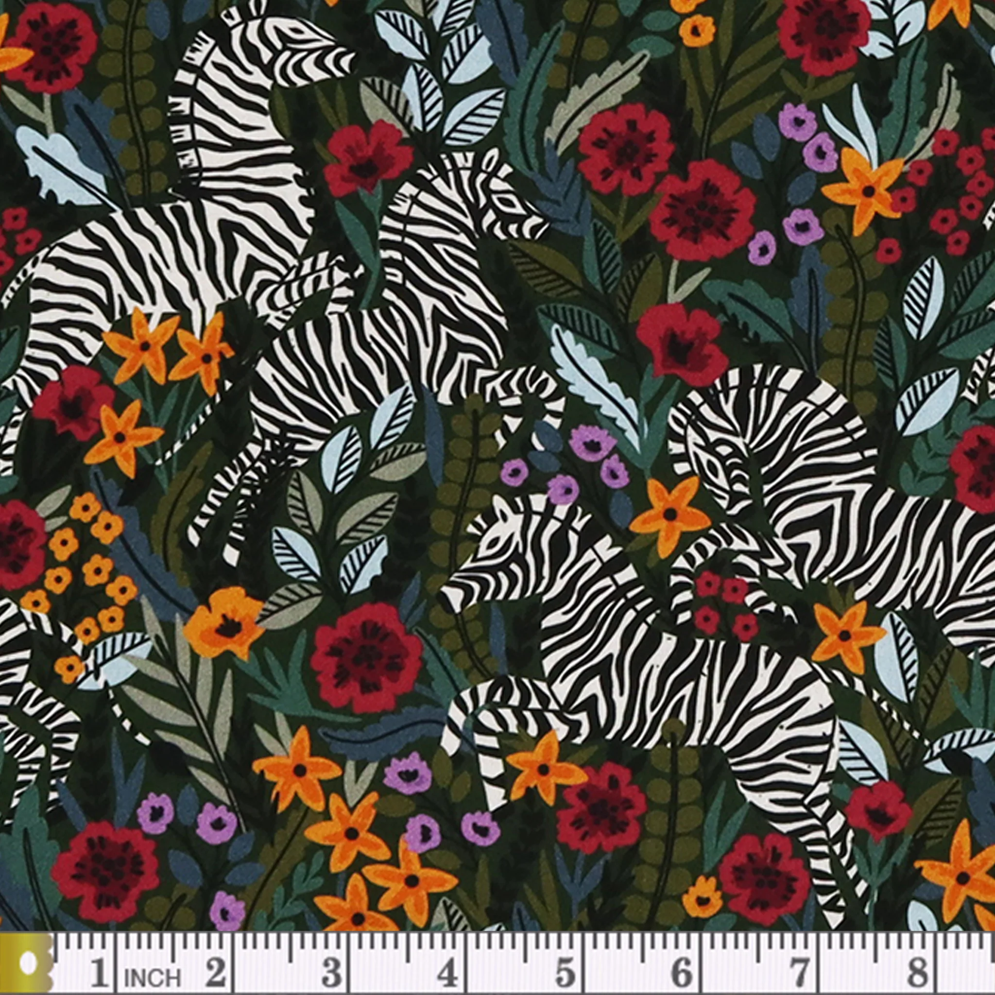 Zebras Fabric Collection - Green Frolicking Zebras - Image 2