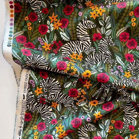 Zebras Fabric Collection - Green Frolicking Zebras - Image 4